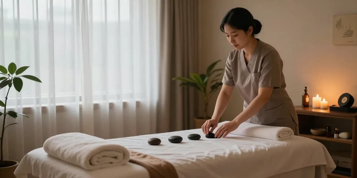 Relaxing 성남출장안마 therapy session setup in a serene spa room with calming ambiance.