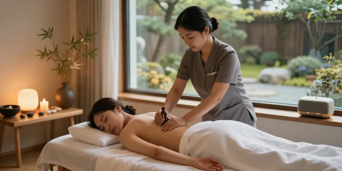 Relaxing wellness spa with traditional 성남출장안마 massage therapy in serene setting