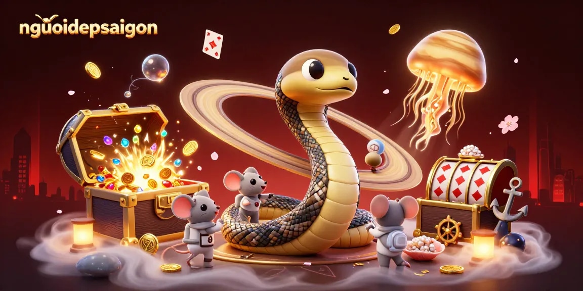 Engage with nguoidepsaigon's thrilling cosmic roulette scene full of casino elements and vibrant characters.