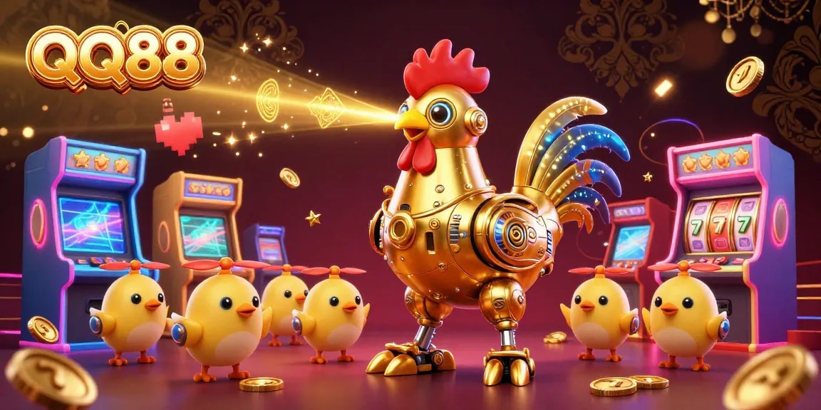 Engage with QQ88's vibrant casino experience featuring colorful elements and dynamic characters.