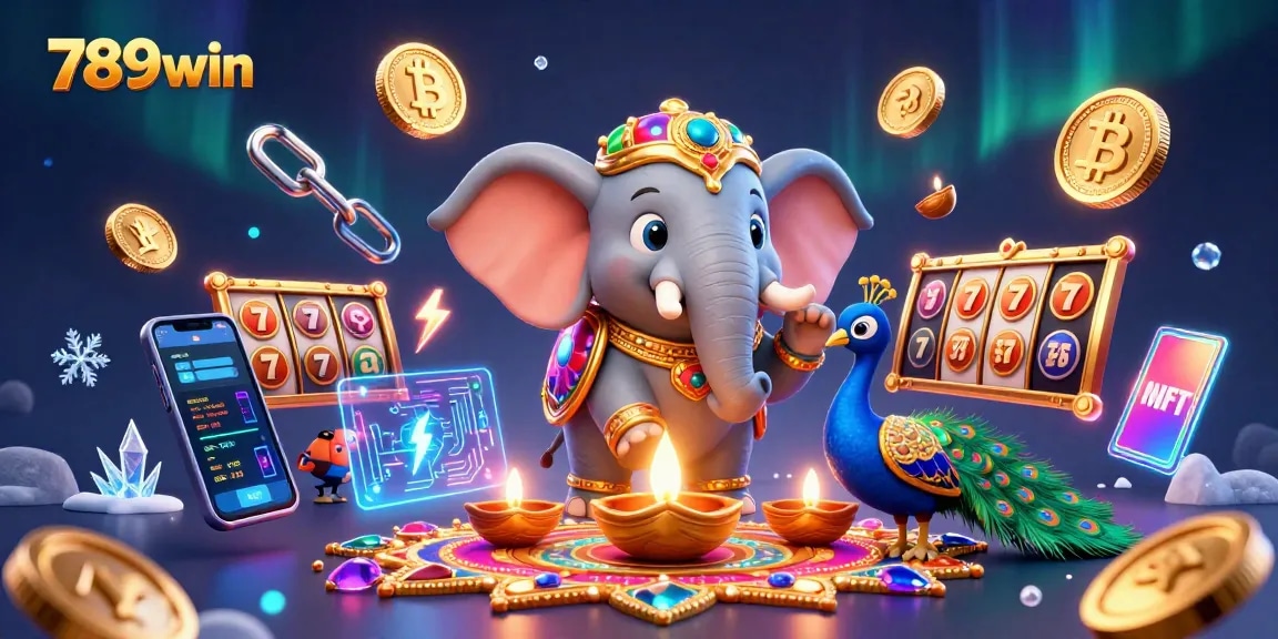 Engage with 789win's vibrant casino-themed illustration featuring colorful characters and dynamic game elements.