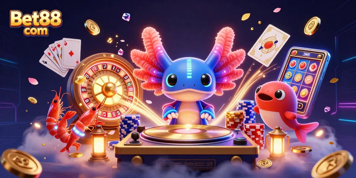 Spin and win at Bet88 com with colorful slots and vibrant casino atmosphere.