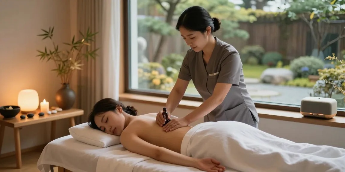 Relaxing wellness spa with traditional 성남출장안마 massage therapy in serene setting