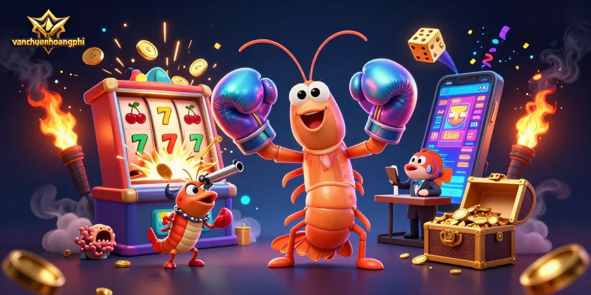 Experience thrilling gaming action with vanchuyenhoangphi in a vibrant casino illustration showcasing colorful jackpots and exciting features.