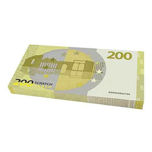 Scratch Cash 100 x € 200 Euro Money to Play (Tamaño Aumentado al 125% en comparación con el Dinero Real)