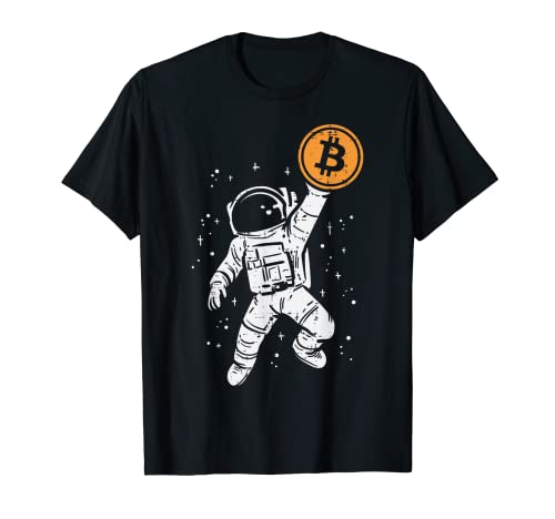 Astronauta Bitcoin Luna Divertido Crypto Cryptocurrency Hombres Mujeres Camiseta