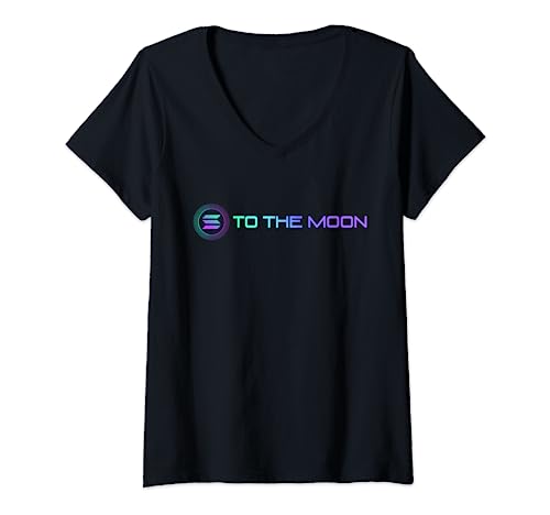 Moneda Solana SOL a la luna | Crypto divertido Solana Camiseta Cuello V