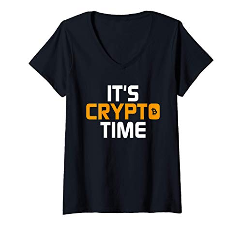 Mujer It's Crypto Time Cryptocurrency Obsessed BTC Camiseta Cuello V