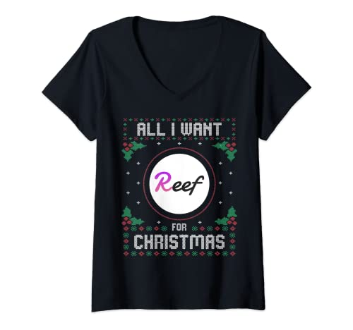 Mujer Reef Christmas Crypto Sweater Todo lo que quiero para Navidad es Camiseta Cuello V