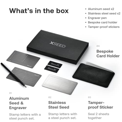 SecuX – XSEED - Secure Bitcoin Wallet Crypto Seed Storage Steel Plate - Compatible con SecuX, Ledger, Trezor Hardware Wallets