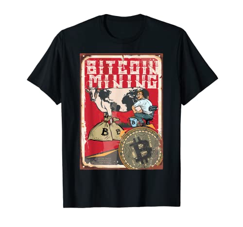Vintage BTC Bitcoin Crypto Mining, Cool Bitcoin Ilustración Camiseta