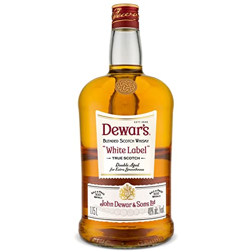 Dewar’s White Label Blended Scotch Whisky, Whisky doblemente envejecido en barricas de roble para una suavidad extra, con notas de cítricos, pera y miel, 40 % Vol., 175 cl / 1.75L