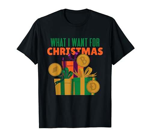 Lo que quiero para Navidad es Crypto Dogecoin ETH Bitcoin Camiseta