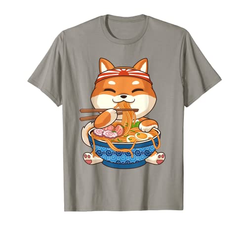 Kawaii Cute Anime Shiba Inu Dog Otaku Japanese Ramen Noodles Camiseta