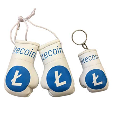 Bitcoin Accesorios colgantes Mini Guantes de Boxeo y Llavero Conjunto de Llavero para el hogar de la oficina llaves bolsa criptomoneda regalo regalo regalo para hombres mujeres 2021 (Litecoin)