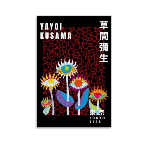 YBRAVO Póster decorativo de Yayoi Kusama de flores en lienzo, póster de pared e imagen artística impresa moderna para decoración de dormitorio familiar, pósteres de 12 x 18 pulgadas (30 x 45 cm)