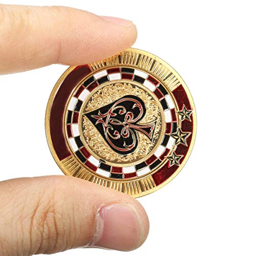DIVISTAR Dorado de la Tarjeta Metal Poker Guard Plateado con un Protector de Caja de plástico Redondo Chip de Moneda