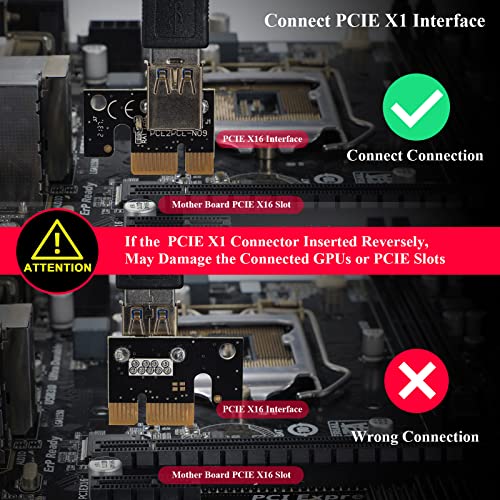 BEYIMEI PCIE Riser 1x a 16x GPU Riser Card, V011-PRO Tarjeta de Expansión, 60cm USB Cable, 2*6PIN Opciones de Alimentación, 10 Condensadore Sólidos, Tarjeta Gráfica Crypto Moneda Minería Mining(1PC)