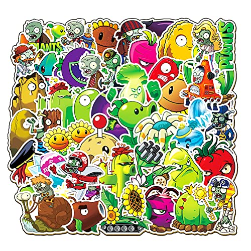 50 pegatinas de Plants vs. Zombies Infantiles de Anime, impermeables Stickers Calcomanías de Vinilo para Pegatinas de Ordenador portátil, Motocicleta, Bicicleta, monopatín, Equipaje,Cumpleaños