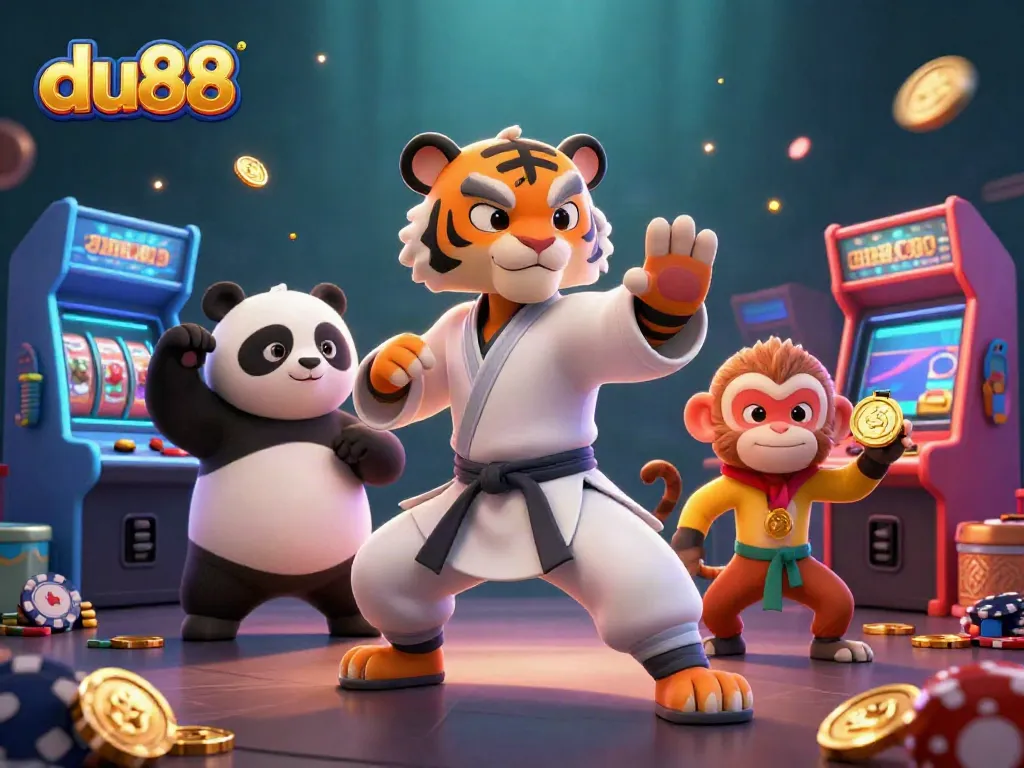 Experience thrilling online gaming at du88, featuring colorful game elements and engaging characters.