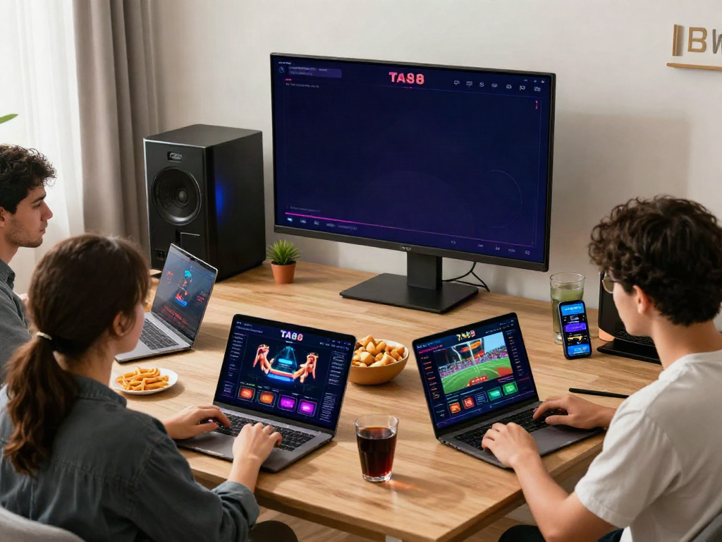 Players enjoying the TA88 online gaming experience in a vibrant atmosphere.