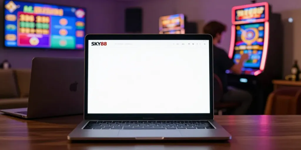 Engaged user exploring SKY88 mobile platform for online gambling and entertainment.