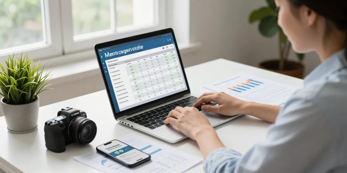 Calculadora hipoteca in a modern home office setting, showing a professional using a laptop for mortgage calculations.