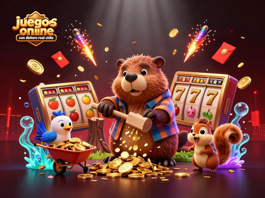 Disfruta juegos de casino online con dinero real Chile en una escena vibrante y llena de oro.