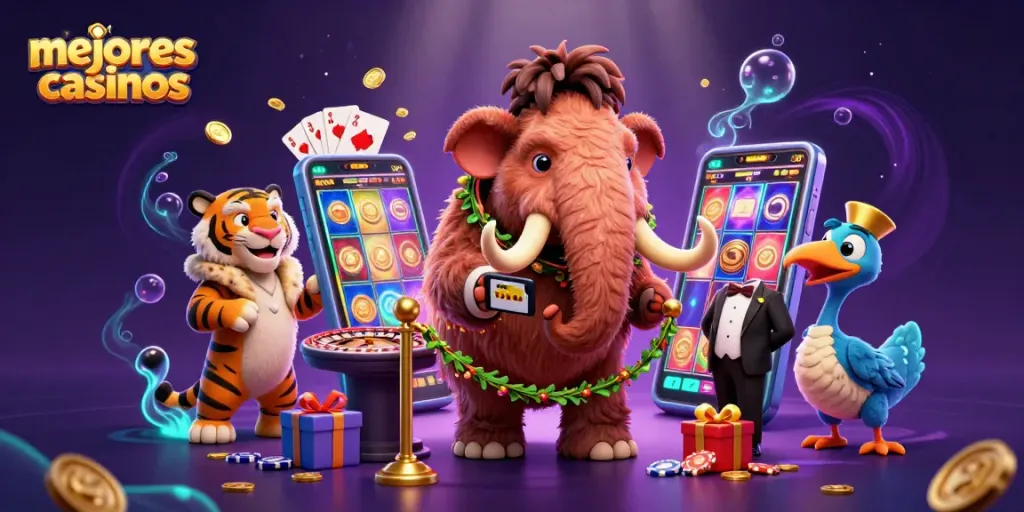 Imagina los mejores casinos mientras masas de monedas doradas y cartas flotan alrededor.