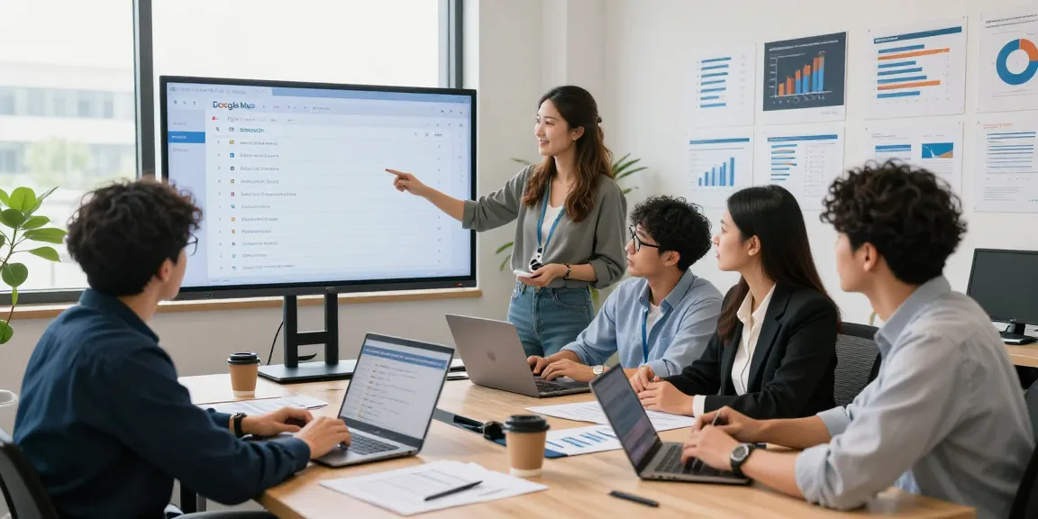 Servicios SEO locales optimizando estrategias en oficina moderna con equipo colaborativo.