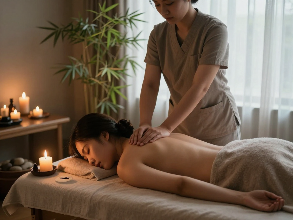 마포출장안마 massage therapy session in a serene spa setting to promote relaxation and wellness