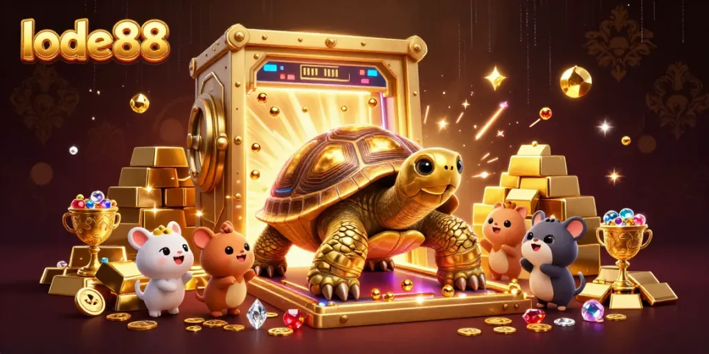 Engage in thrilling gameplay with lode88's colorful and rich 3D casino scene showcasing excitement.
