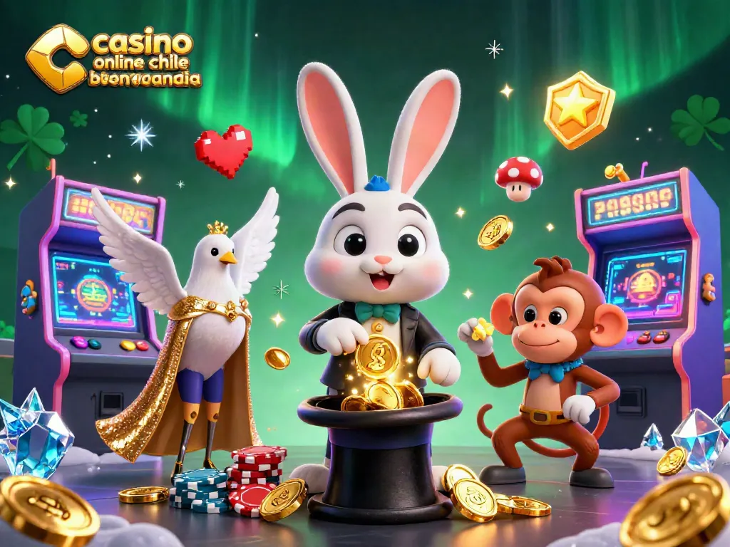 Accede al bono de bienvenida para casinos online en Chile con esta escena dinámica llena de diversión y magia.