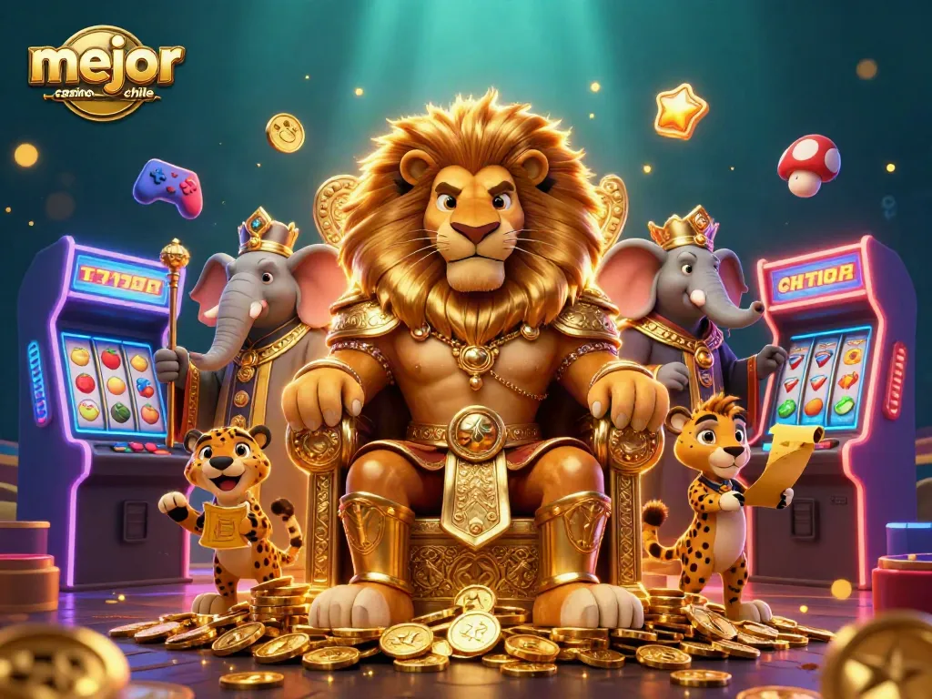 Mejor casino online Chile: Gana premios en una escena de tragamonedas llenos de oro y emoción.