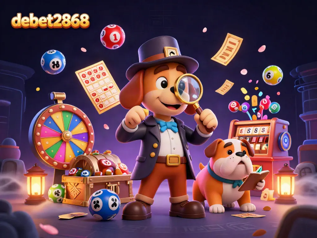 Explore thrilling games at debet2868 with animated characters discovering treasure clues in a vibrant casino scene.