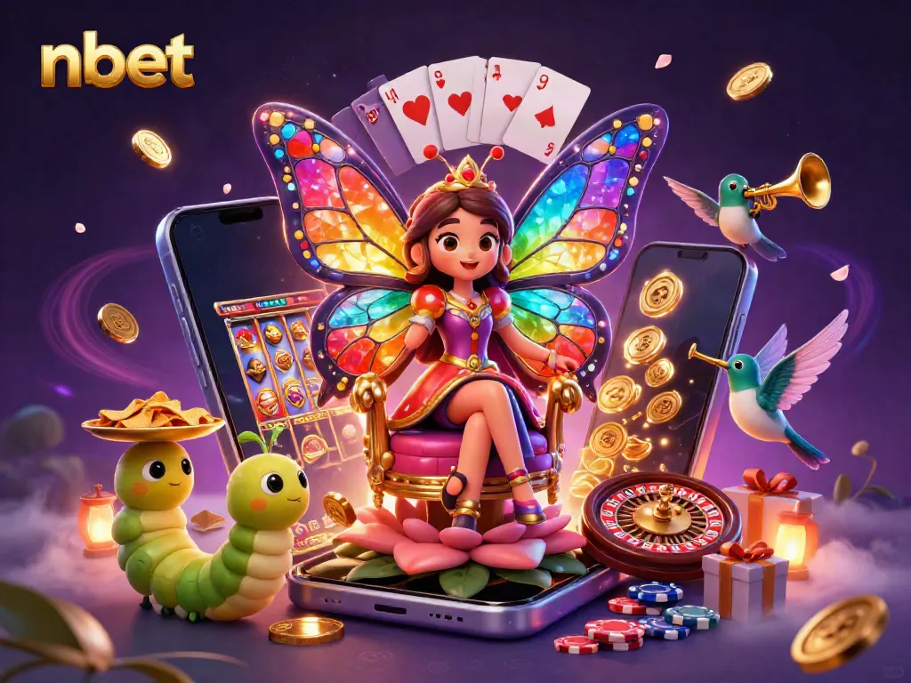 Experience the thrill of nbet casino with a vibrant 3D scene featuring animated characters and gaming elements.