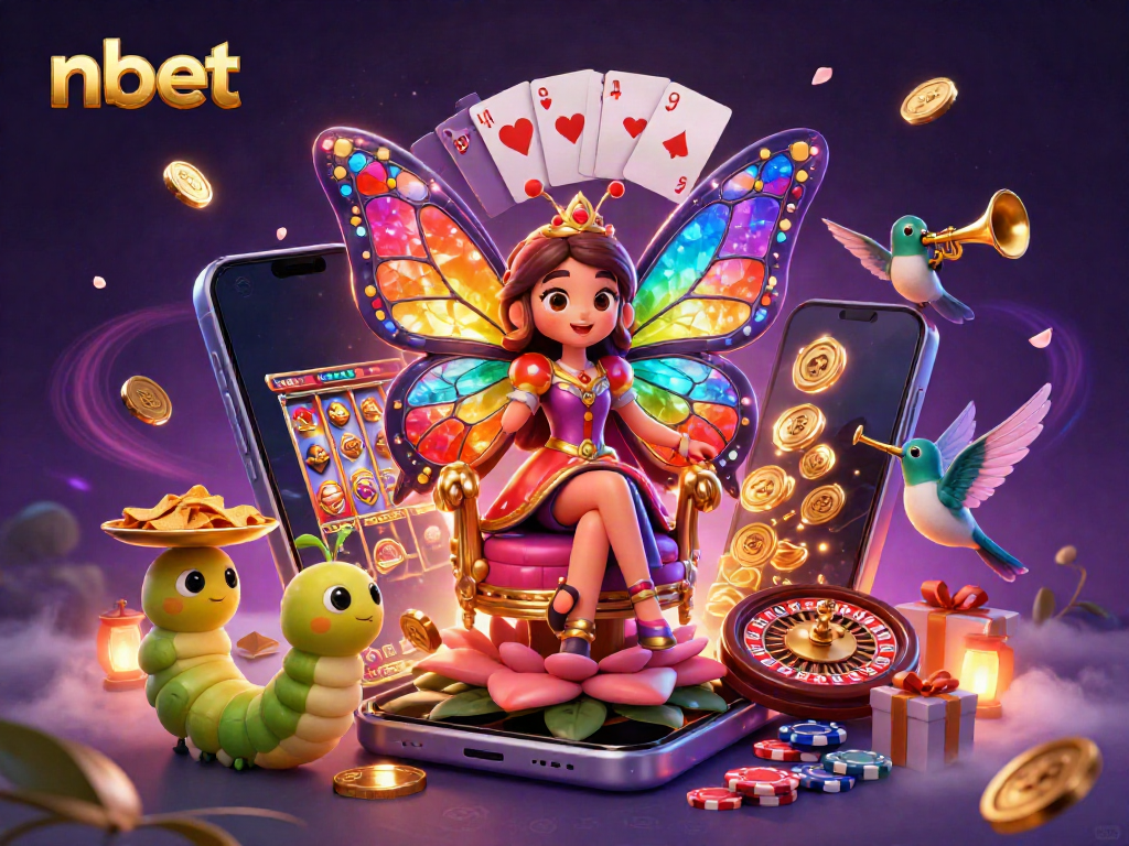 Experience the thrill of nbet casino with a vibrant 3D scene featuring animated characters and gaming elements.