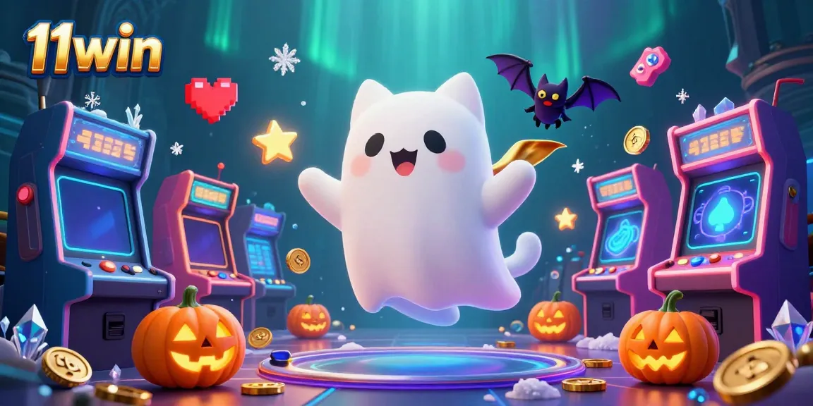 Engage in thrilling games at 11win with captivating visuals and unique characters in a fun haunted casino themed scene.