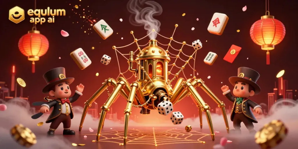Engage with the dynamic equlum app ai gaming scene featuring ornate 3D elements and lively character interactions.