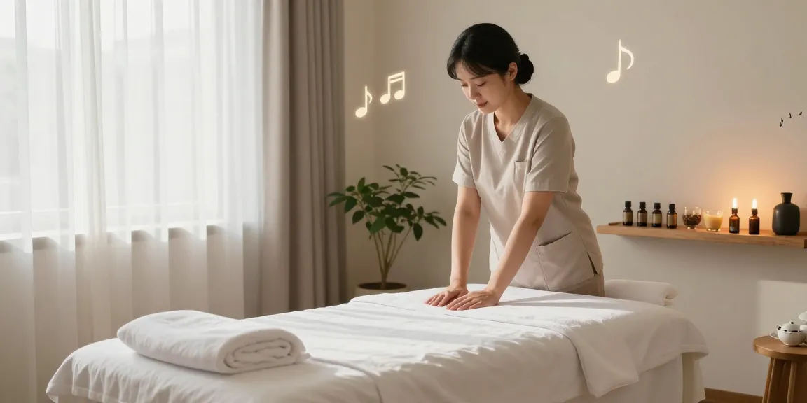 Tranquil massage therapy room featuring elements for 성남출장마사지, creating a calming atmosphere.