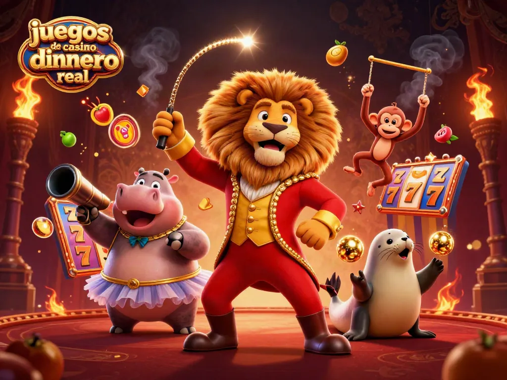Juega en juegos de casino dinero real con tragamonedas y símbolos vibrantes en un ambiente colorido.