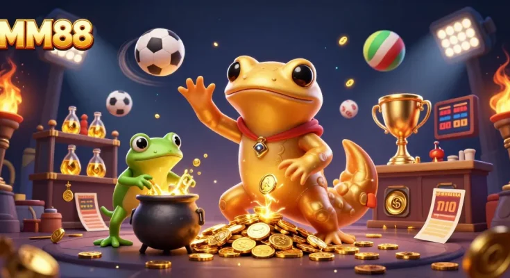 Engage with MM88's vibrant 3D casino universe, showcasing thrilling sports bets and golden rewards.